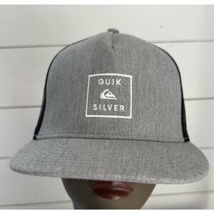 Quiksilver "Wave" Cap Hat Surf Skateboard Summer Beach Gray Black SnapBack
